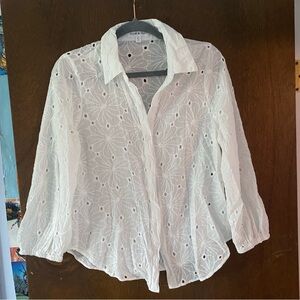 Stem & Vine 100% Cotton Flower Design Light Weight Blouse size Large